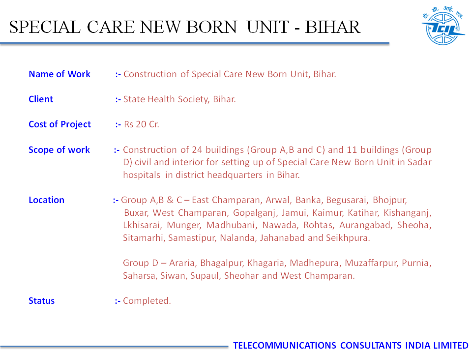 Special Care New Born Unit, Bihar